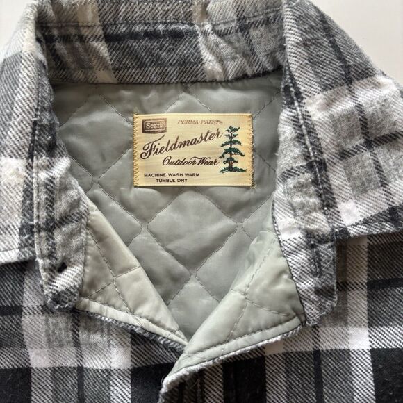 Vintage Sears Fieldmaster Outdoor Wear Perma-Prest Flannel Quilted Jacket M - Picture 8 of 8
